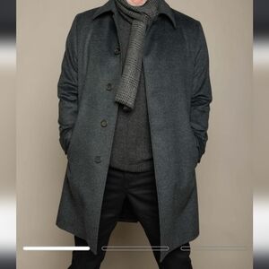 Cashmere And Wool Single Breasted Long Winter Coat Like New XL Fit